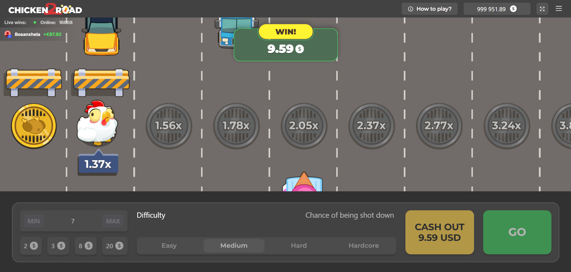 Incassa su Medium in Chicken Road 2